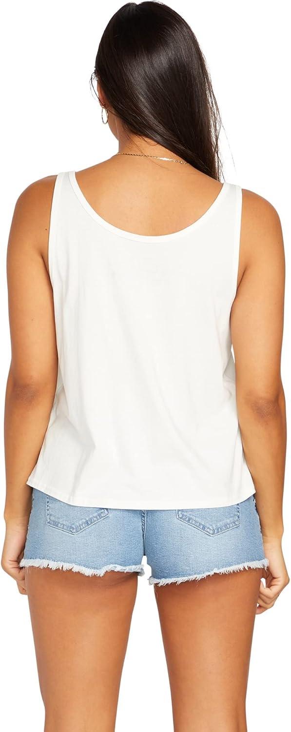 image:imageVolcom Womens to The Bank Organic Cotton Graphic Tank Top Relaxed Boxy Fit Breezy Summer StyleStar White