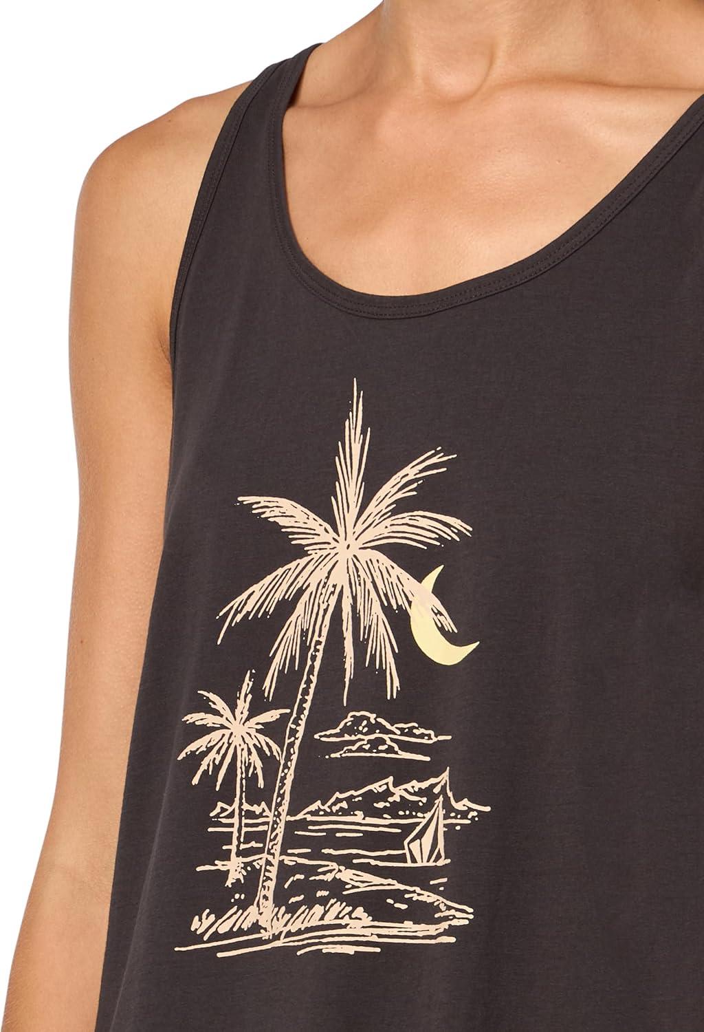 image:imageVolcom Womens to The Bank Organic Cotton Graphic Tank Top Relaxed Boxy Fit Breezy Summer StyleVintage Black