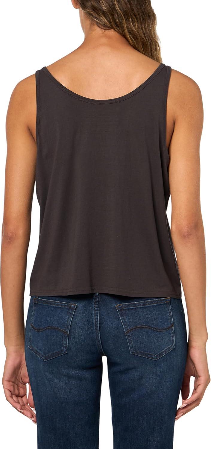 image:imageVolcom Womens to The Bank Organic Cotton Graphic Tank Top Relaxed Boxy Fit Breezy Summer StyleVintage Black