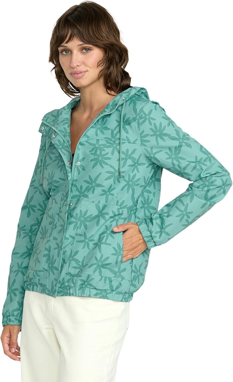 image:imageVolcom womens Enemy Stone Hooded Zip Front Windbreaker JacketStormy Blue