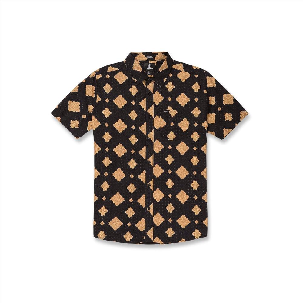 image:imageVolcom Boys Marble Floral Short Sleeve Button Down Hawaiian ShirtNew Black