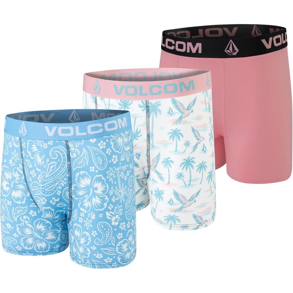 image:imageVolcom Mens Boxer Briefs 3 Pack Poly Spandex Performance FLYLESS Support Boxer Briefs UnderwearCaribbean BlueWhitePink