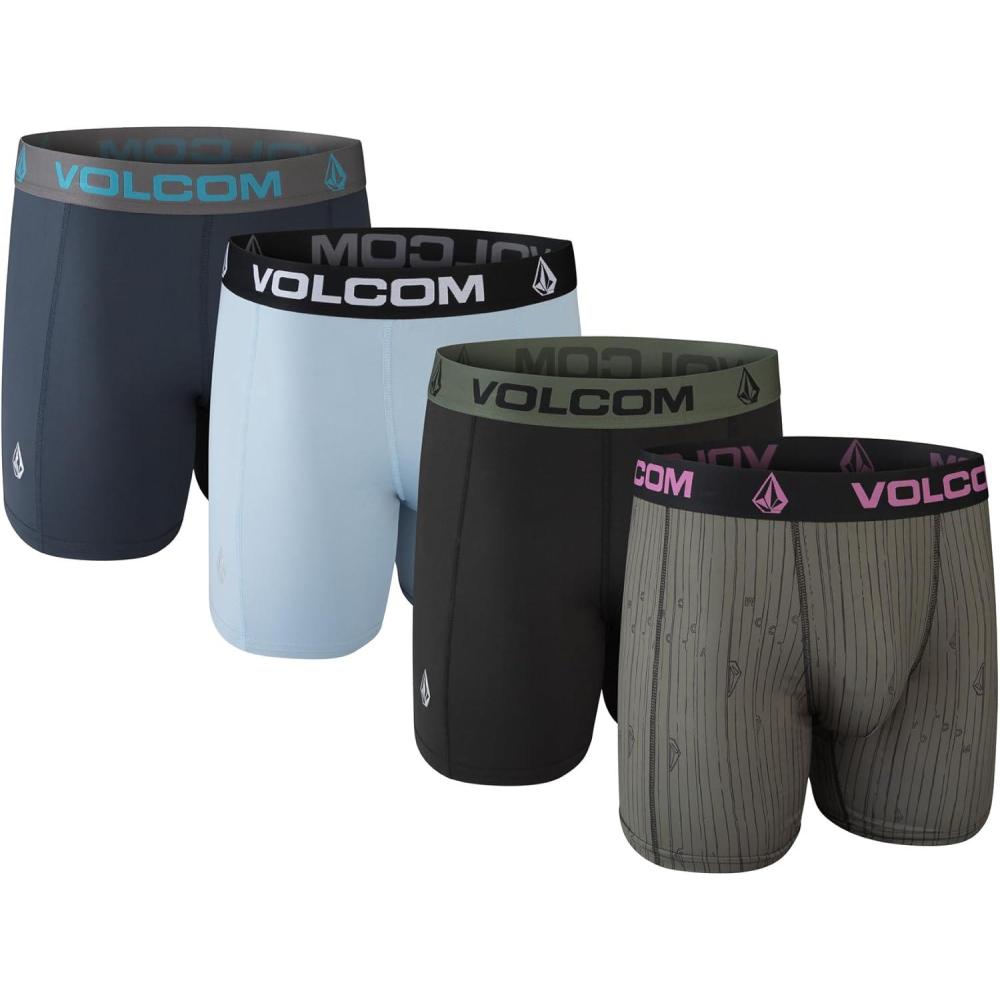 image:imageVolcom Mens Boxer Briefs 4 Pack Poly Spandex Performance Boxer Briefs UnderwearGreyBlackOcean BlueNavy