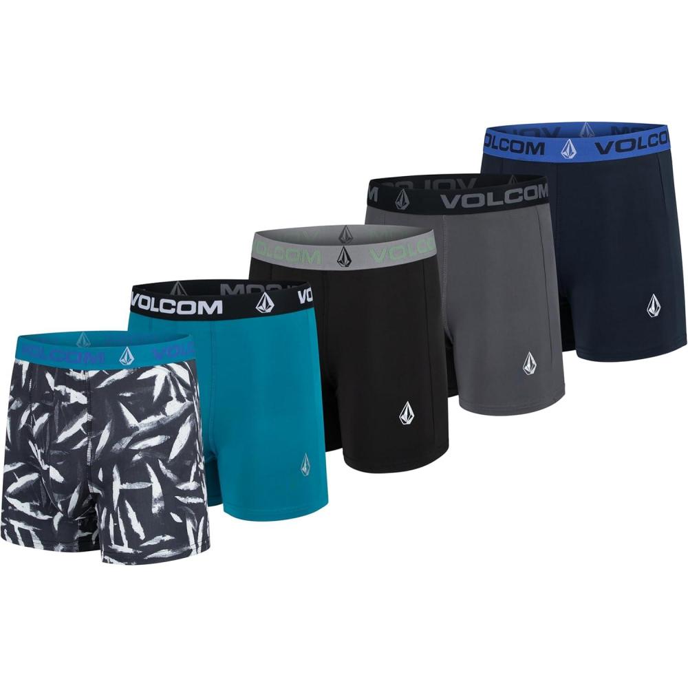 image:imageVolcom Mens Boxer Briefs 5 Pack Poly Spandex Performance Boxer Briefs UnderwearCharcoalwhtBlueBlackGreyBlack