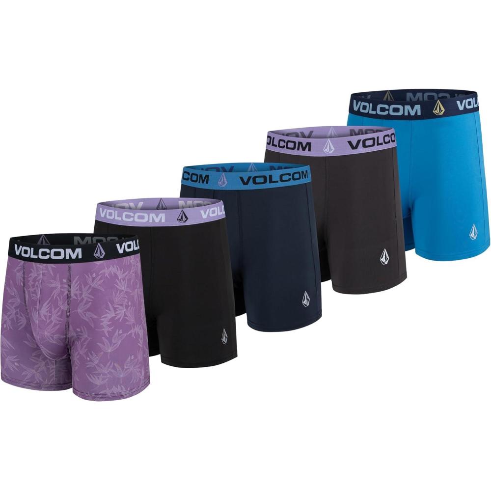 image:imageVolcom Mens Boxer Briefs 5 Pack Poly Spandex Performance Boxer Briefs UnderwearPurpleBlackNavyBlackBlue
