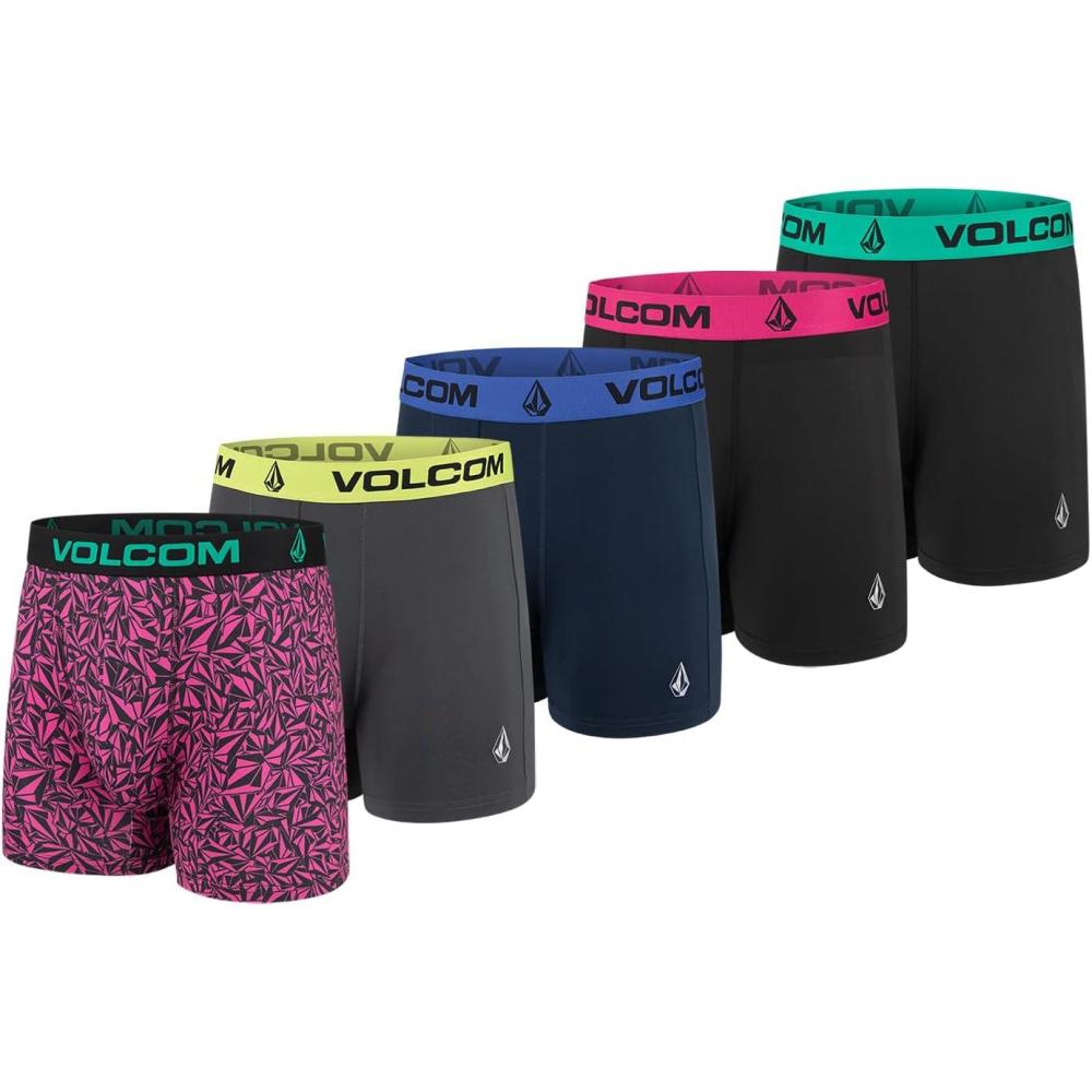 image:imageVolcom Mens Boxer Briefs 5 Pack Poly Spandex Performance Boxer Briefs UnderwearPurpleBlackNavyCharcoalBlack