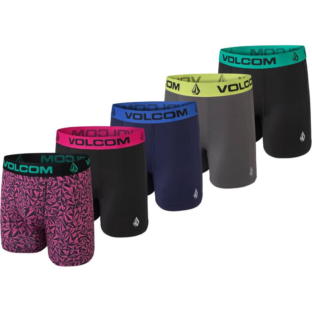 image:imageVolcom Mens Boxer Briefs 5 Pack Poly Spandex Performance Boxer Briefs UnderwearPurpleBlackNavyHeatherBlack
