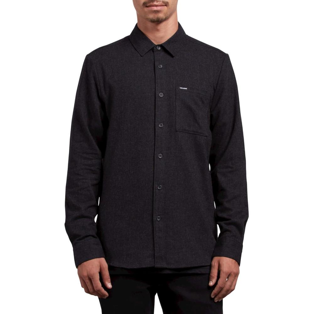 image:imageVolcom Mens Caden Solid Long Sleeve Button Down ShirtBlack 1