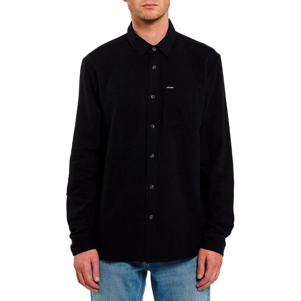 image:imageVolcom Mens Caden Solid Long Sleeve Button Down ShirtBlack