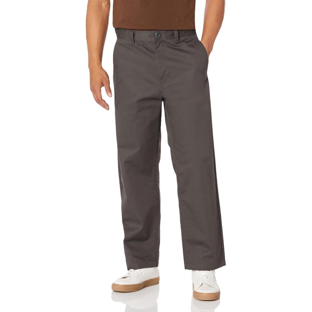 image:imageVolcom Mens Frickin Skate Loose Baggy Fit Chino Pants Relaxed Tapered 17 Leg Opening 30 InseamAsphalt Black