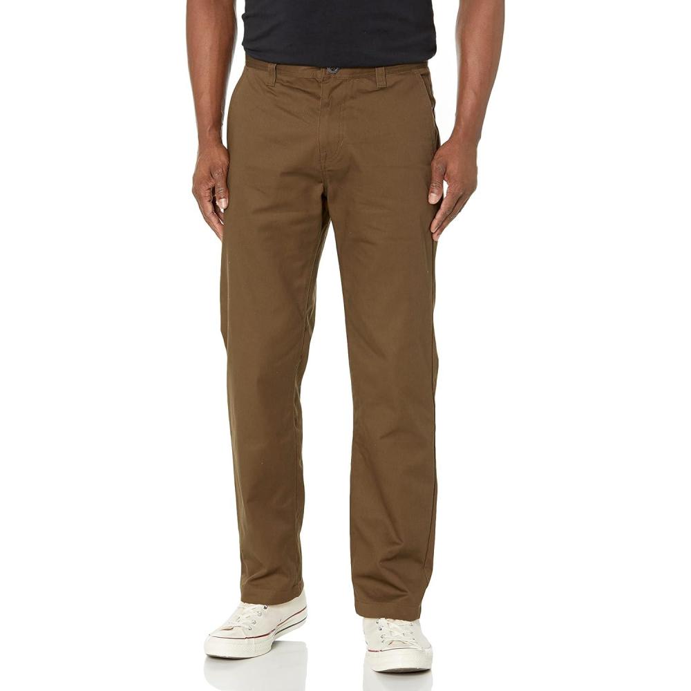 image:imageVolcom Mens Frickin Skate Loose Baggy Fit Chino Pants  Relaxed Tapered 17 Leg Opening 30 InseamDark Earth