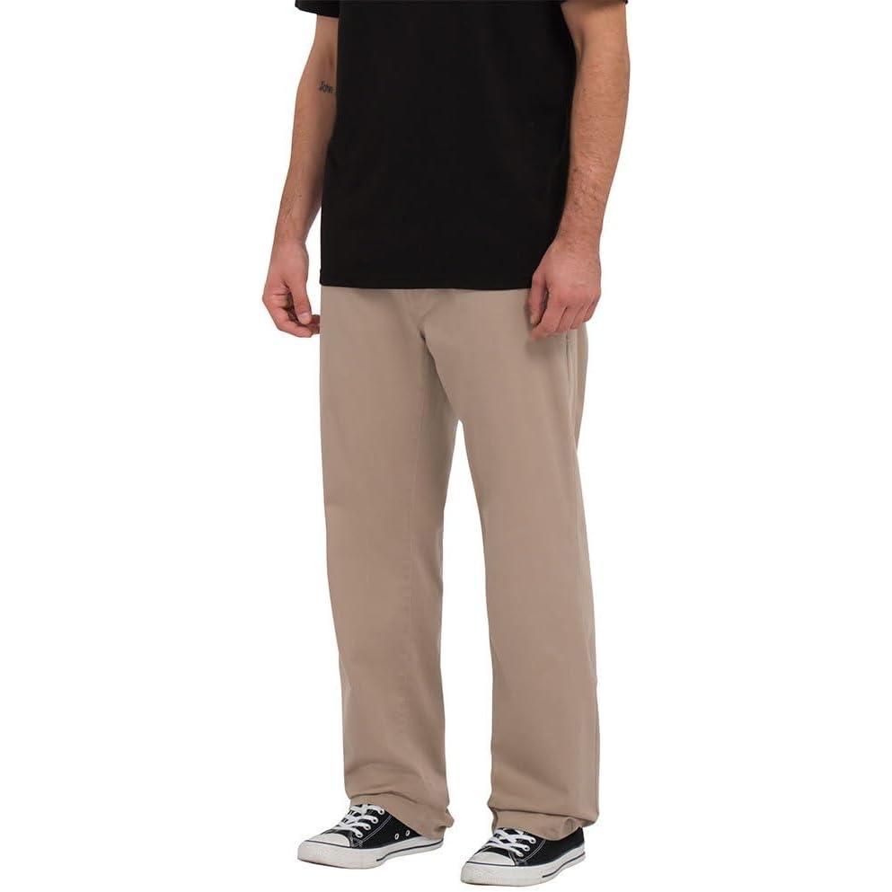 image:imageVolcom Mens Frickin Skate Loose Baggy Fit Chino Pants Relaxed Tapered 17 Leg Opening 30 InseamKhaki Khaki