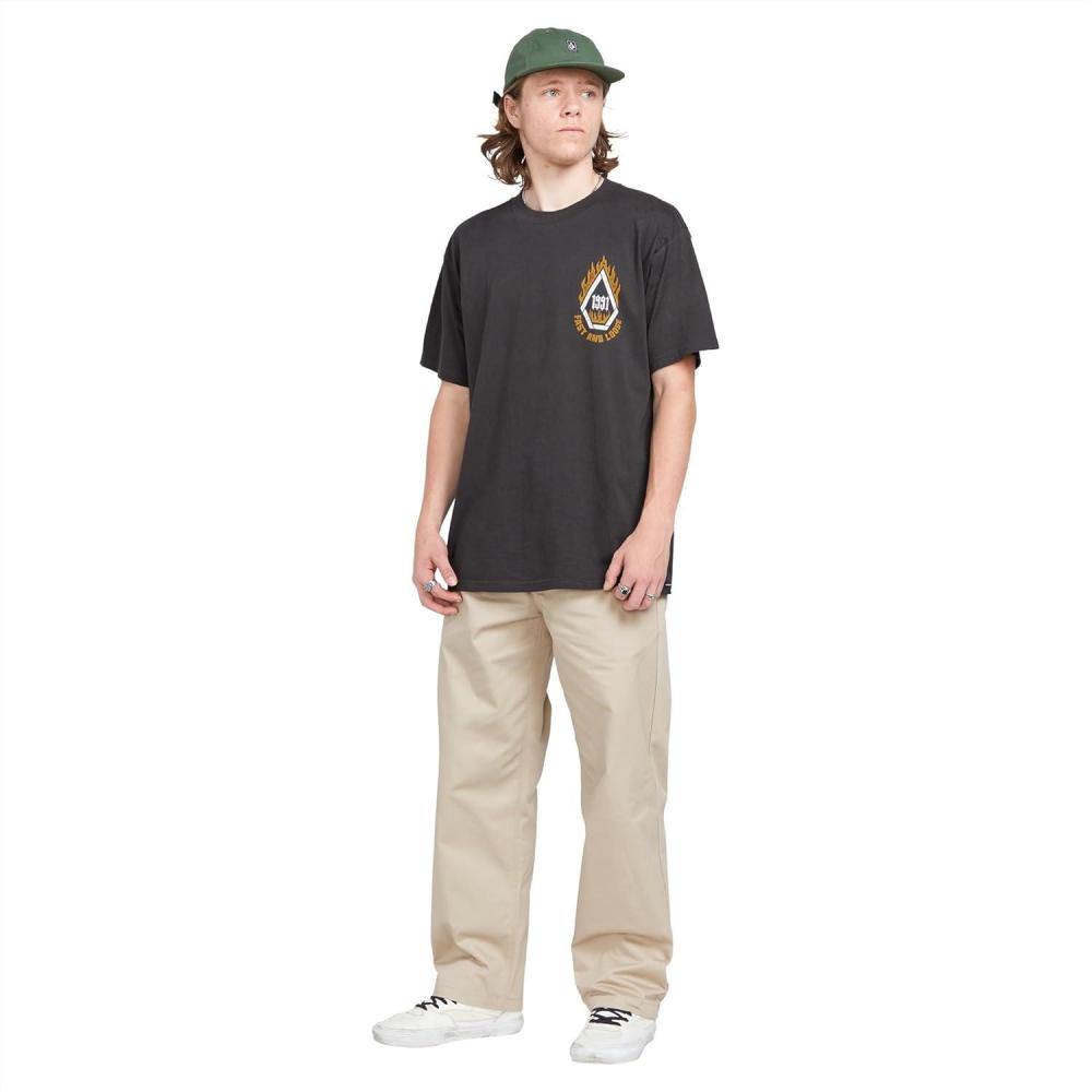 image:imageVolcom Mens Frickin Skate Loose Baggy Fit Chino Pants  Relaxed Tapered 17 Leg Opening 30 InseamLight Khaki