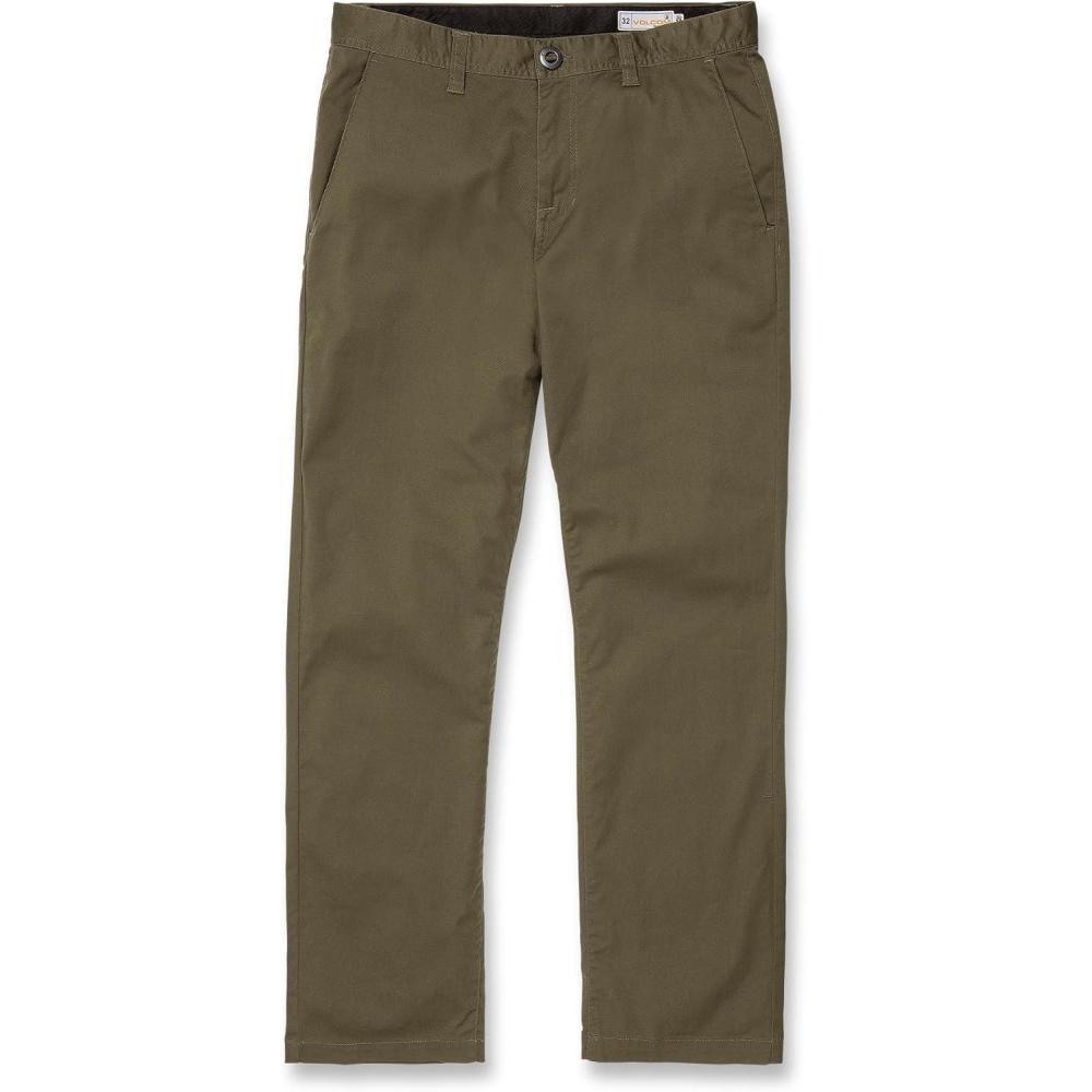 image:imageVolcom Mens Frickin Skate Loose Baggy Fit Chino Pants  Relaxed Tapered 17 Leg Opening 30 InseamMilitary