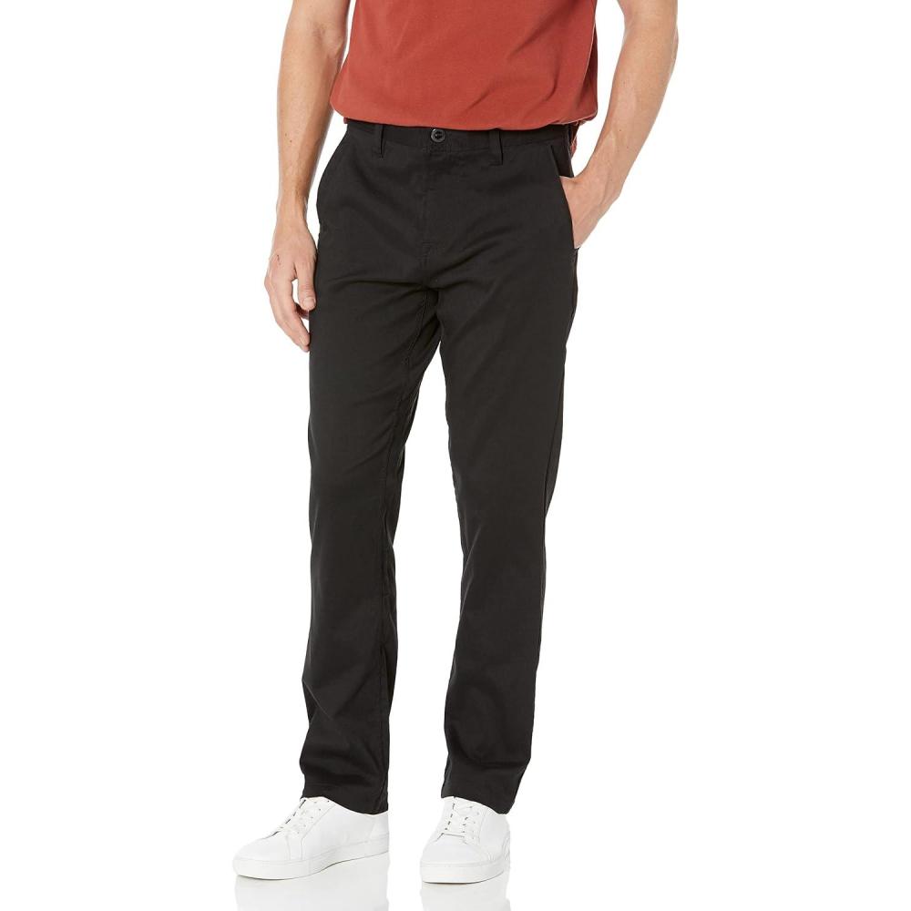image:imageVolcom Mens Frickin Tech Chino Pants Modern Fit QuickDry MoistureWicking Zip Fly with Button ClosureBlack Tech