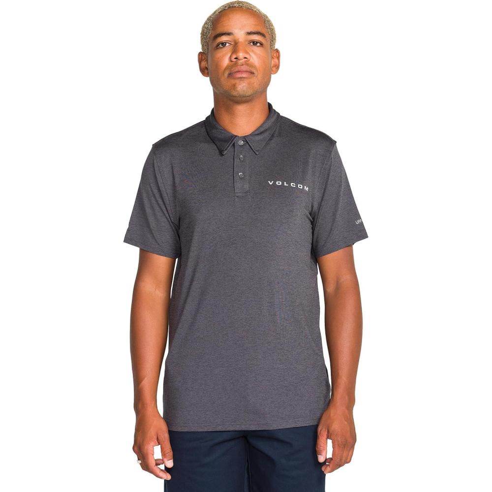 image:imageVolcom Mens Hazard Performance Short Sleeve Lightweight Golf PoloAsphalt Black