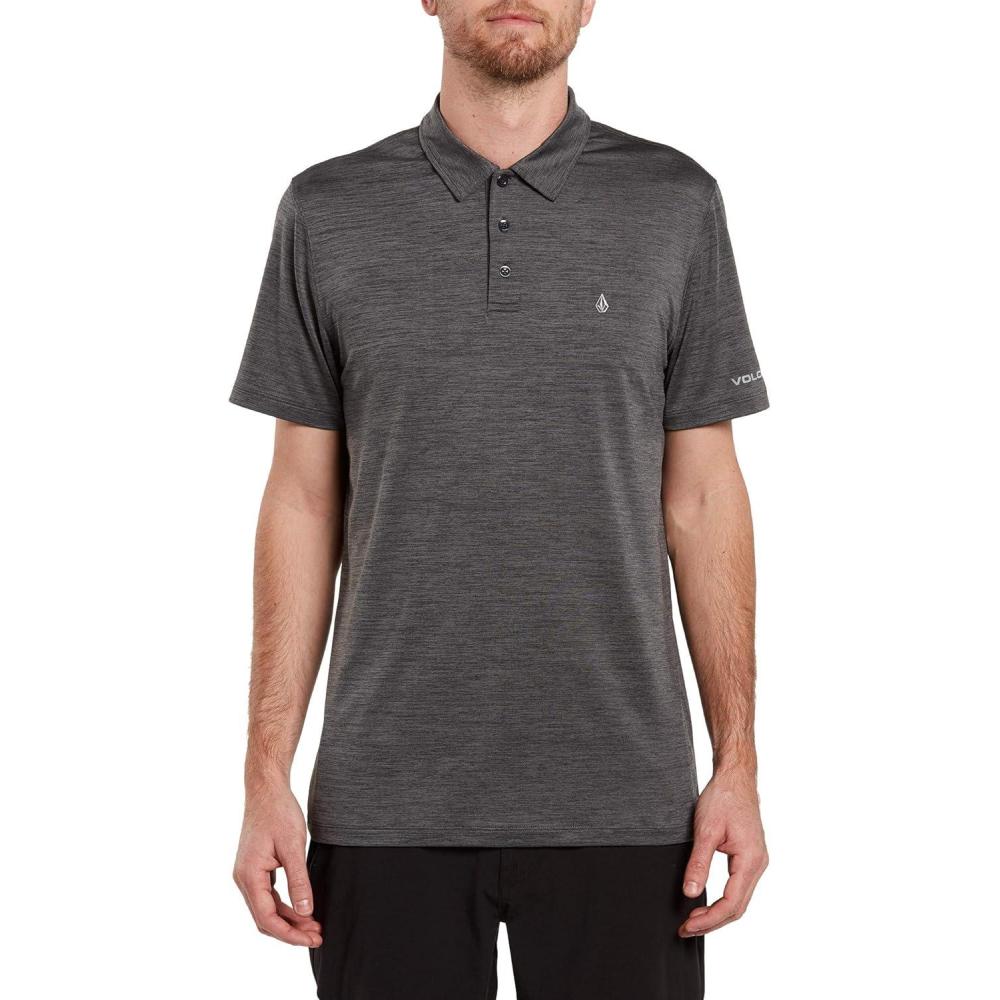 image:imageVolcom Mens Hazard Performance Short Sleeve Lightweight Golf PoloHeather Black