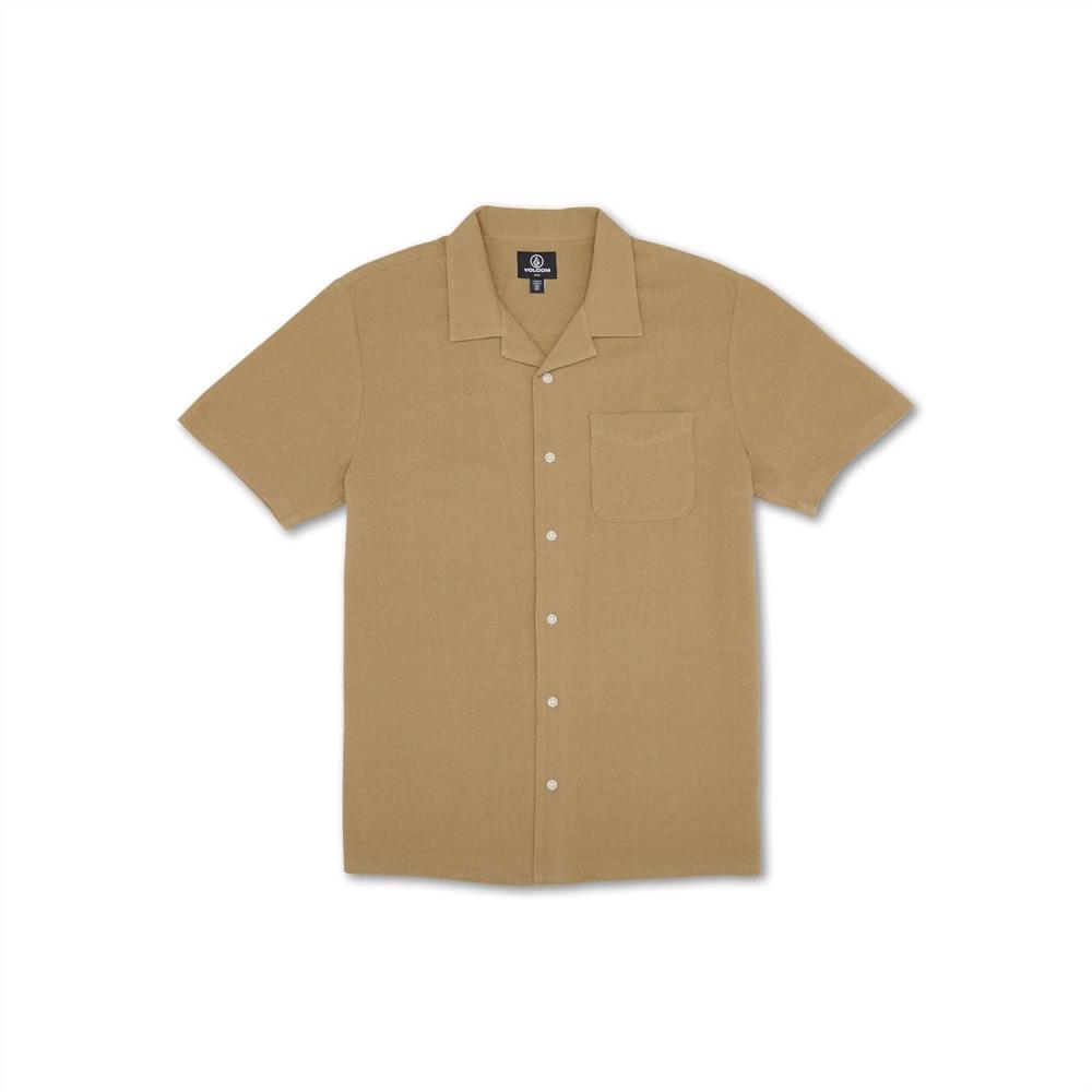 image:imageVolcom Mens Hobarstone Short Sleeve Classic Fit ShirtButton Down ShirtSand Brown