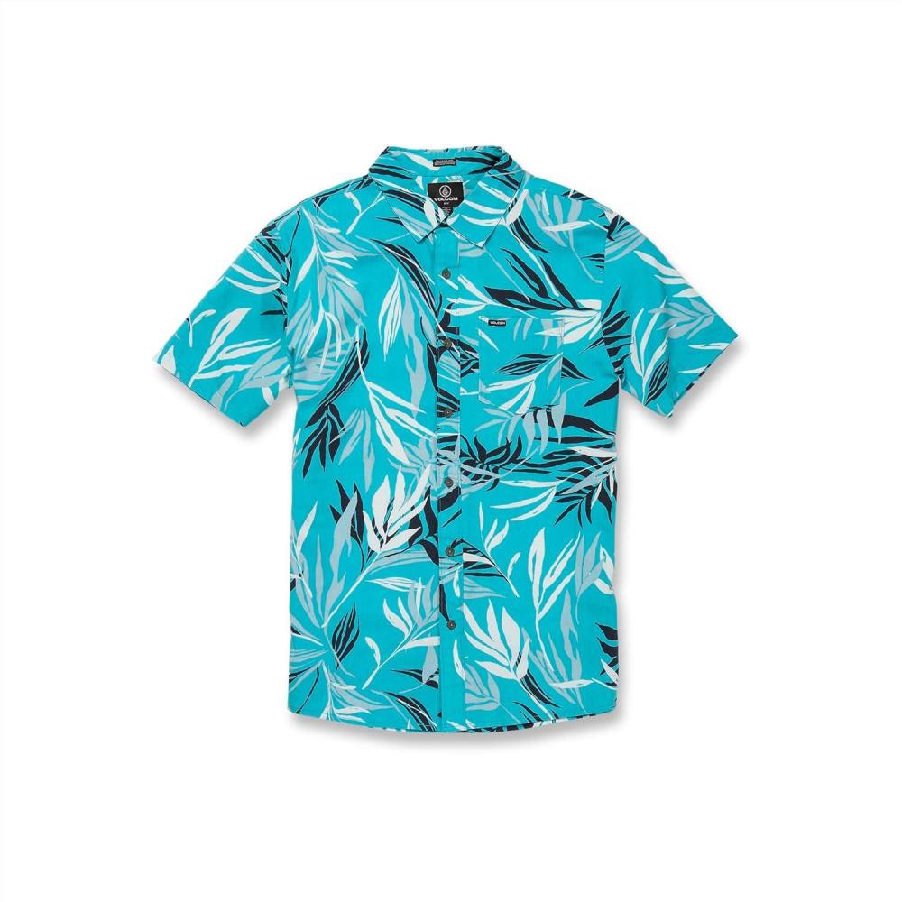 image:imageVolcom Mens Regular Bleeding Leaf Short Sleeve Classic Fit ShirtElectric Blue