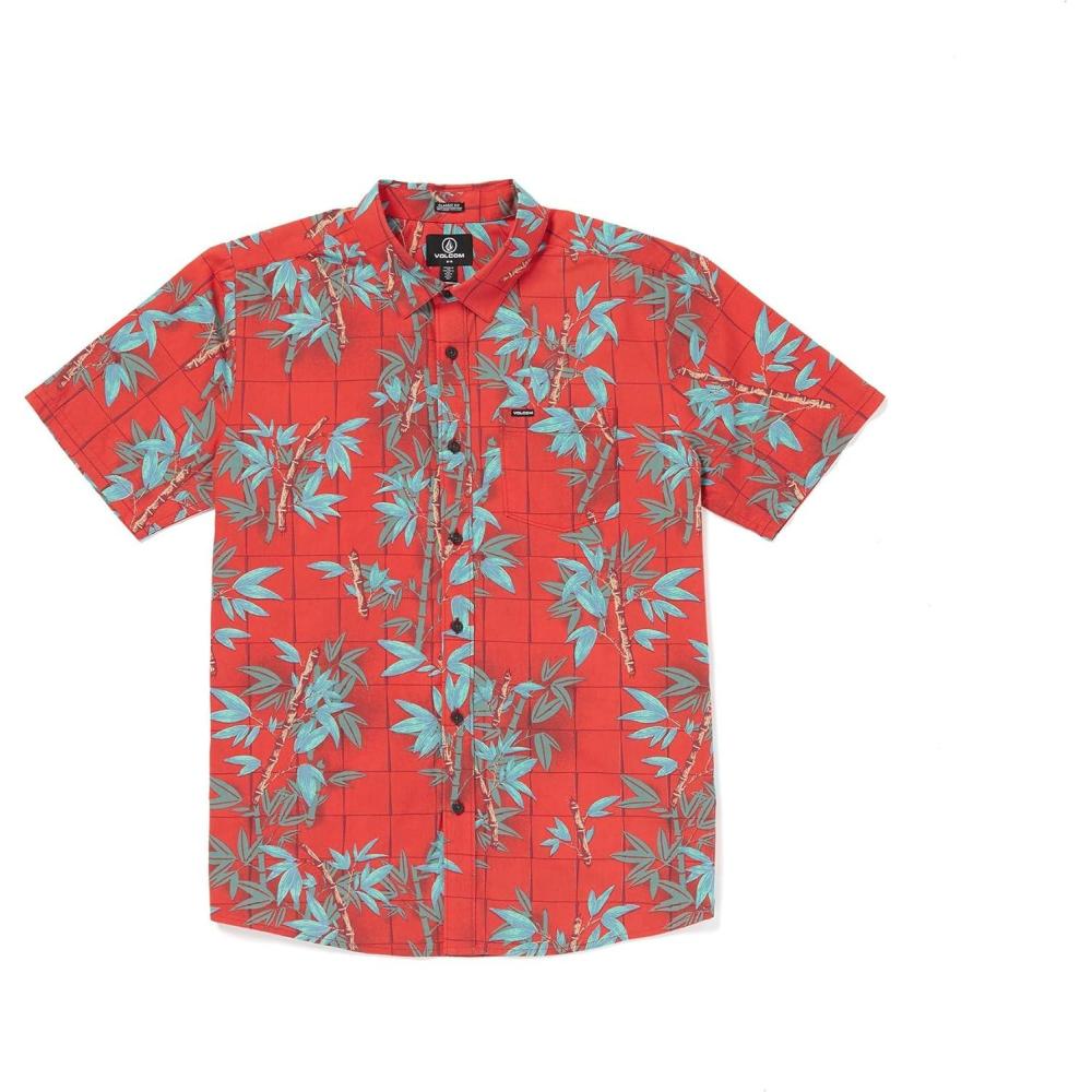 image:imageVolcom Mens Regular Marble Floral Short Sleeve Button Down Hawaiian ShirtBamboozeled Flash Red