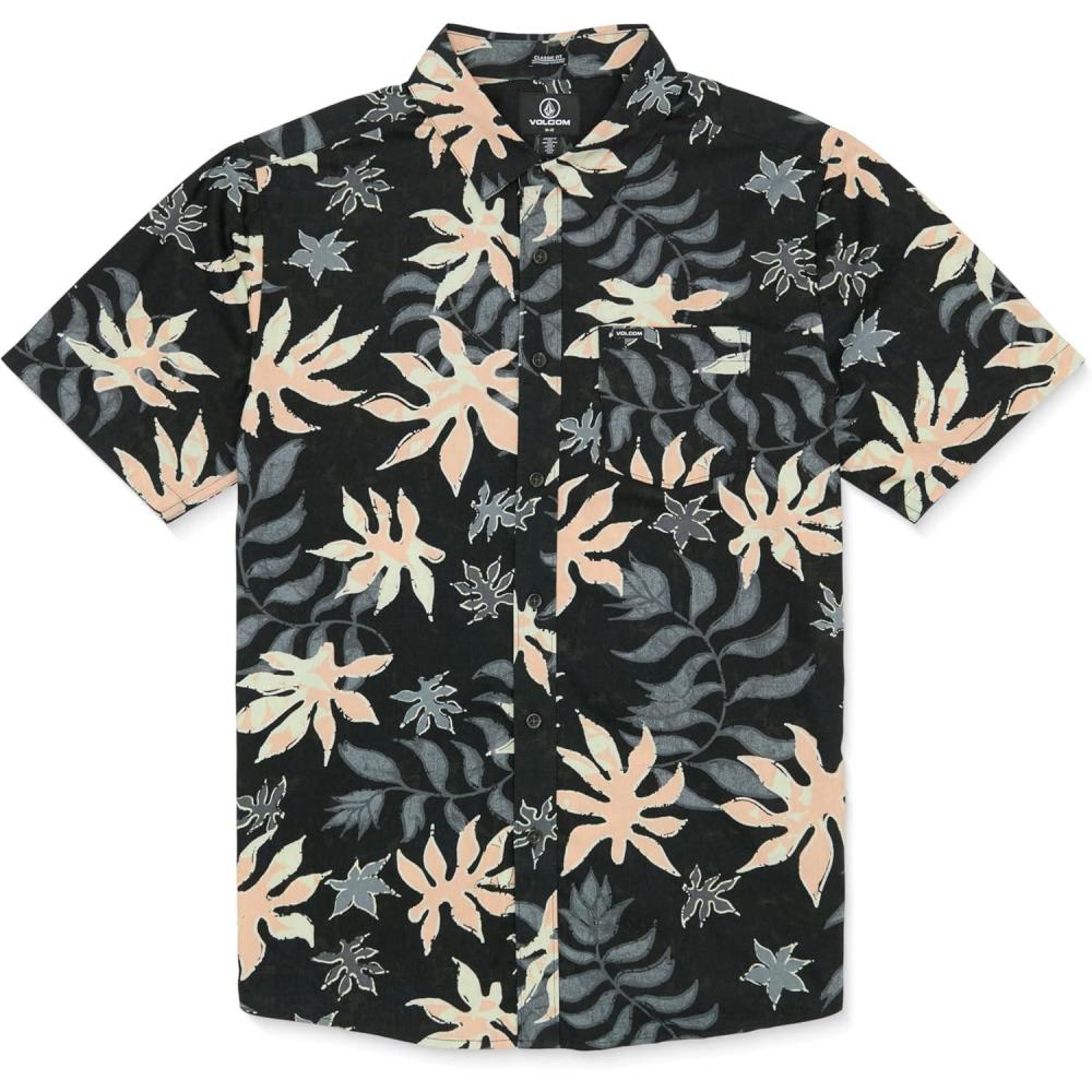 image:imageVolcom Mens Regular Marble Floral Short Sleeve Button Down Hawaiian ShirtBlack