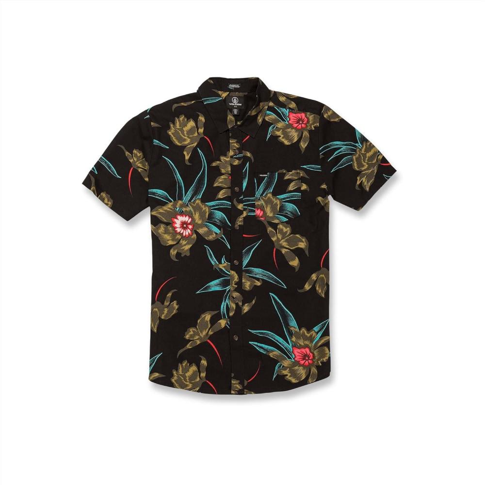 image:imageVolcom Mens Regular Marble Floral Short Sleeve Button Down Hawaiian ShirtBlack Combo