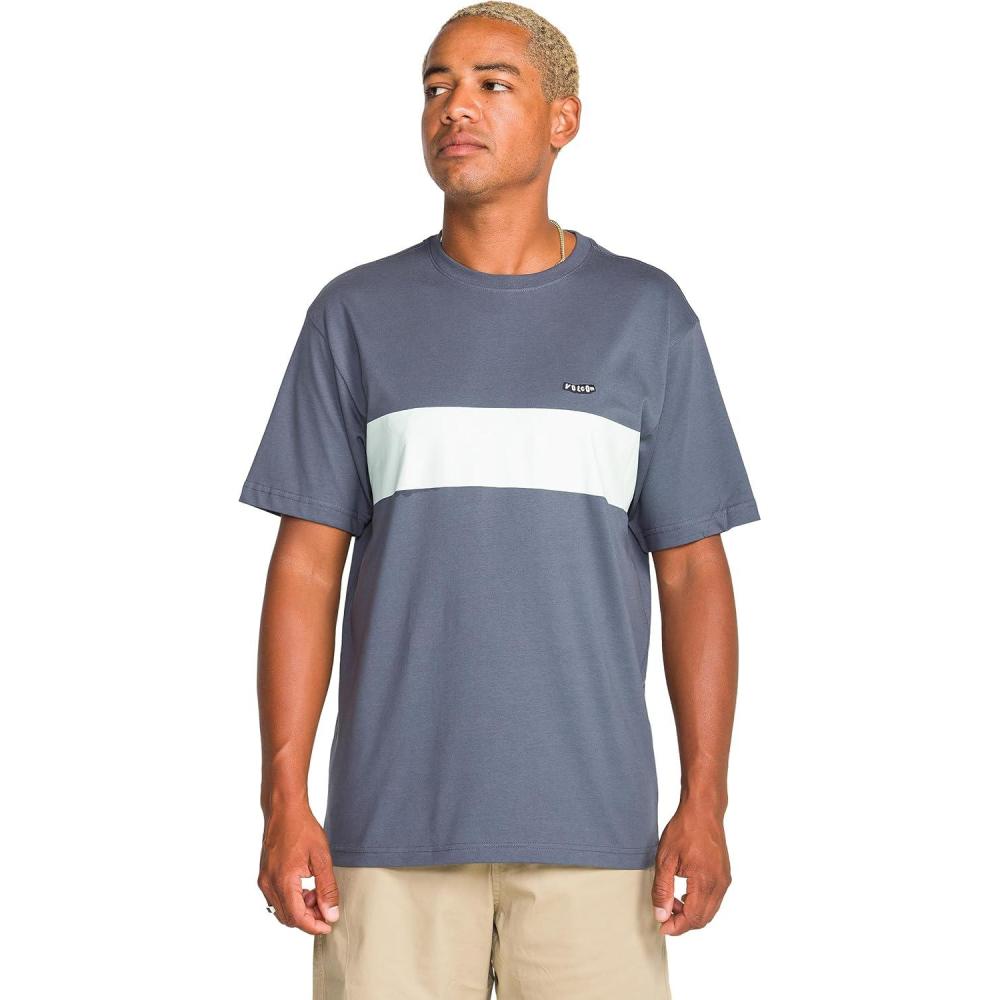 image:imageVolcom Mens Striped Knit TShirt Short Sleeve Crewneck Tee Soft Cotton JerseyDark Slate