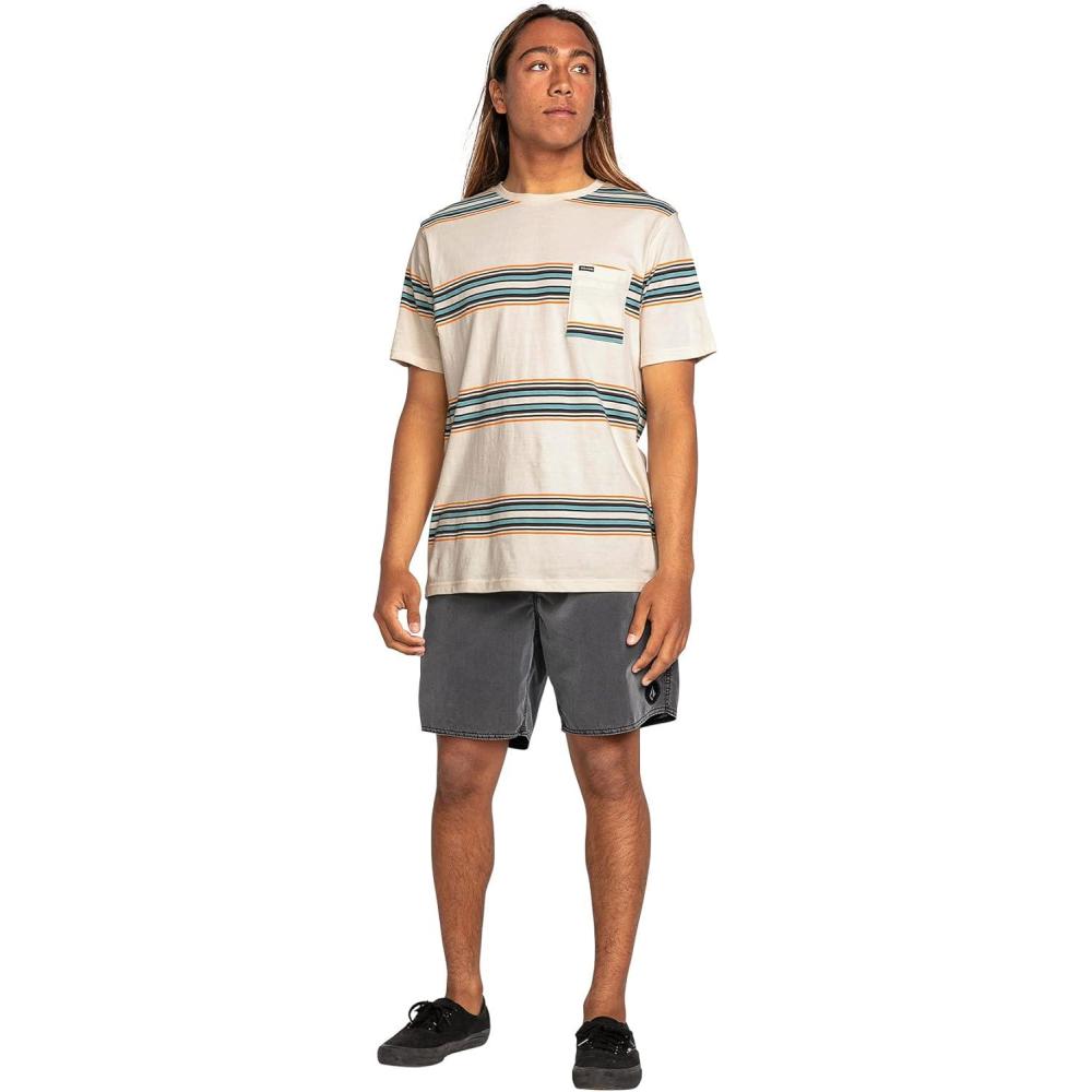 image:imageVolcom Mens Striped Knit TShirt Short Sleeve Crewneck Tee Soft Cotton JerseyWhite Flash Warsaw