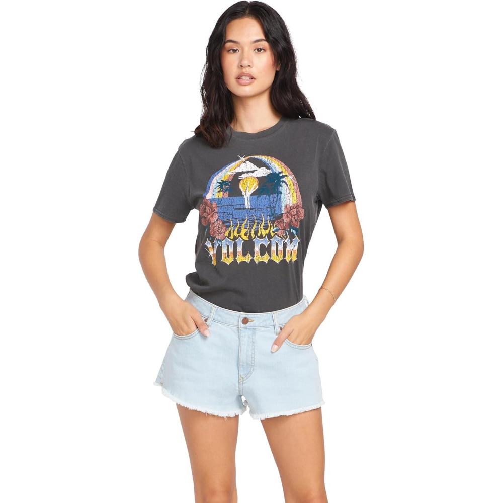 image:imageVolcom Womens 1991 Stone High Waisted Cutoff Denim Jean ShortCruzer Blue