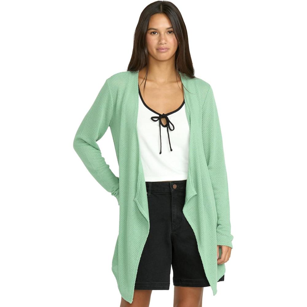 image:imageVolcom Womens Go Go Wrap Open Front Cardigan Sweater Regular amp Plus SizeSea Green