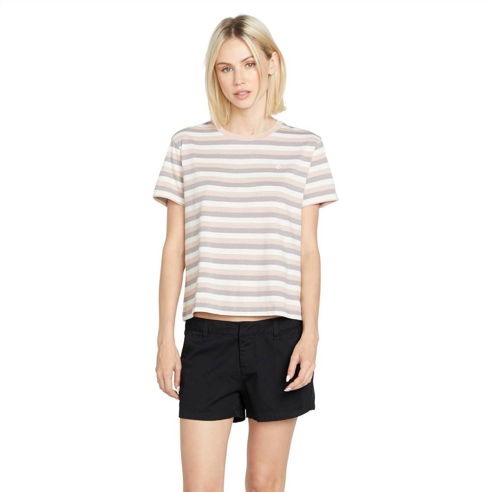 image:imageVolcom Womens Halite Striped Short Sleeve TeeDusty Rose