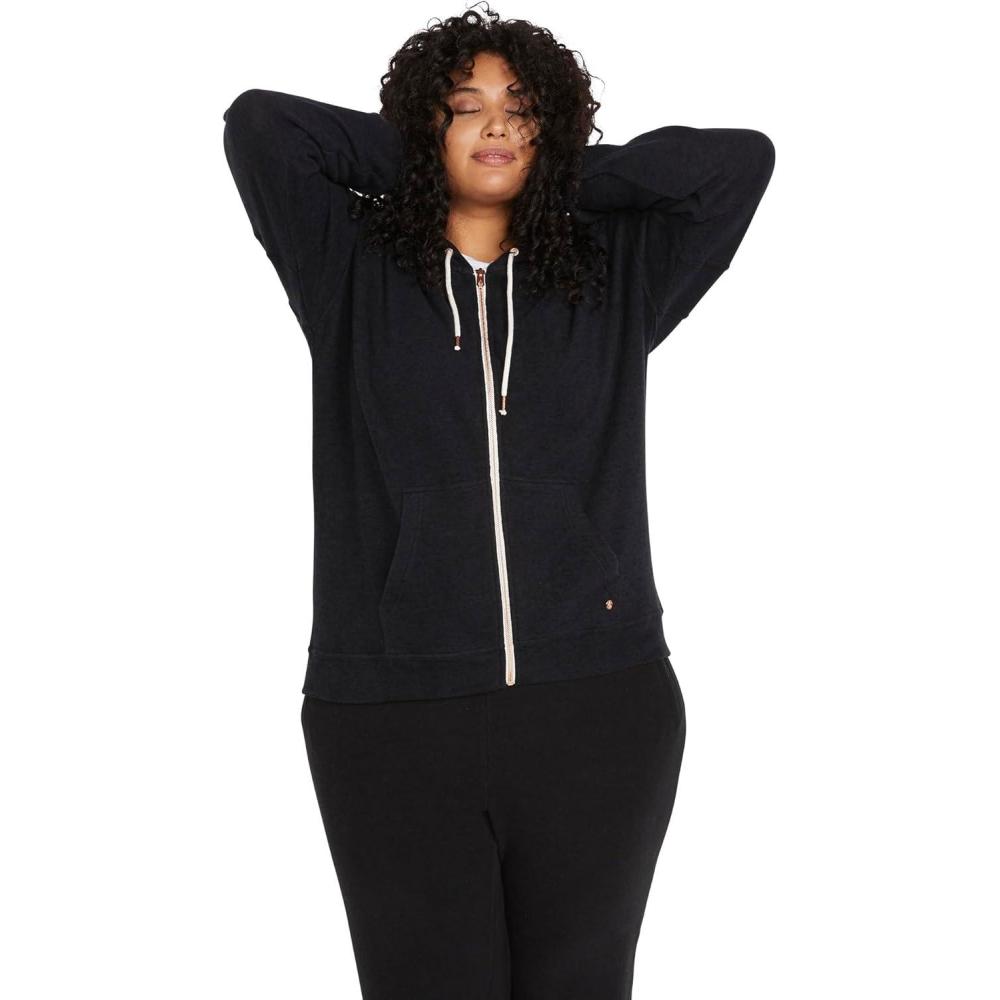 image:imageVolcom Womens Lil Zip Up Hooded Fleece SweatshirtBlack