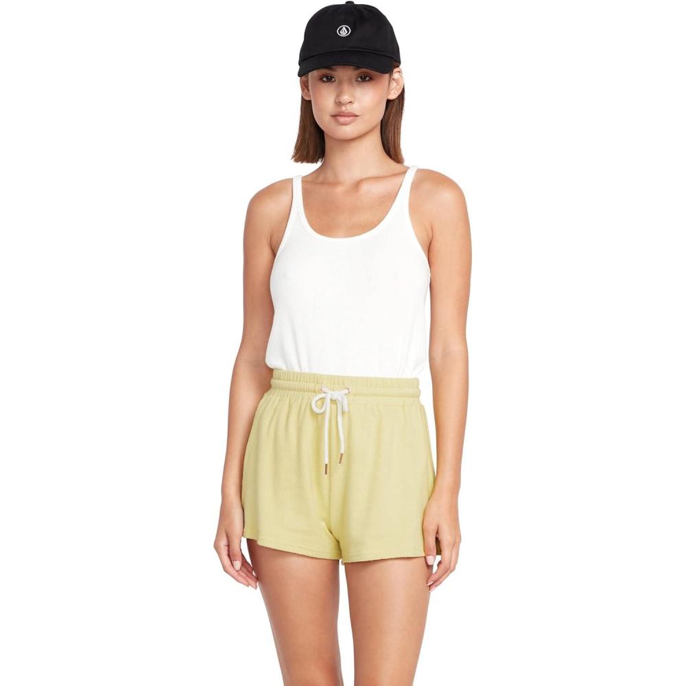 image:imageVolcom Womens Lived in Lounge Fleece Sweat Shorts Regular amp Plus SizeCitron