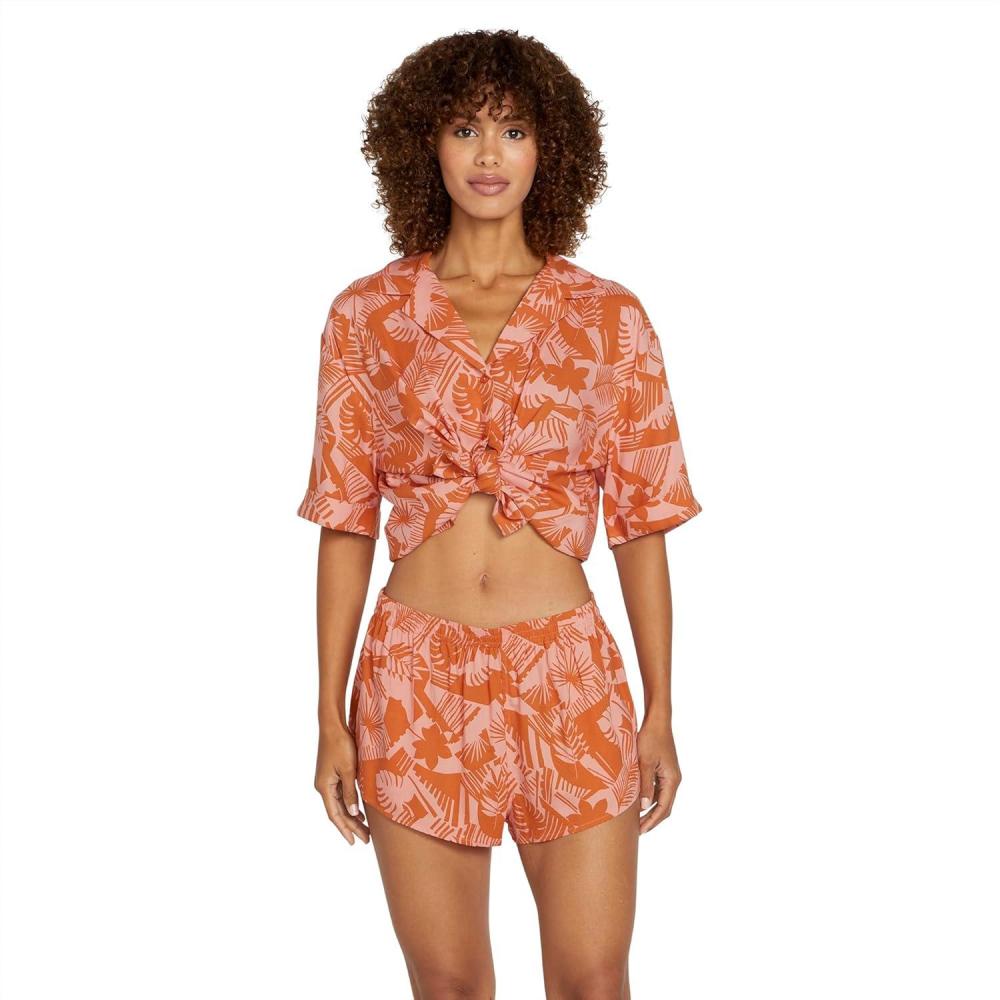 image:imageVolcom Womens Off Tropic Elastic Waist ShortBurnt Sienna