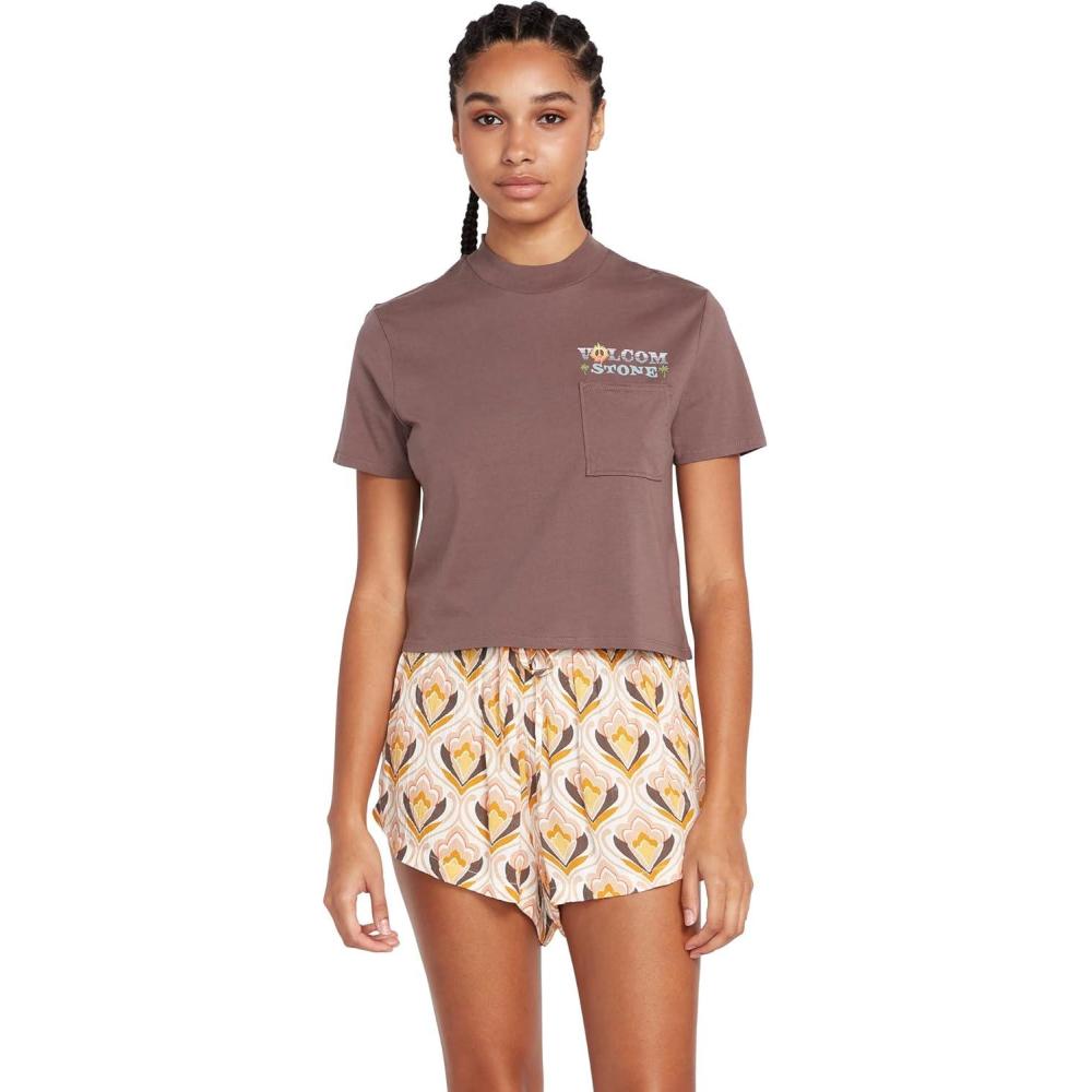 image:imageVolcom Womens Short Sleeve Pocket Dial Tee Crew Neck TShirt with Chest Pocket and Screen PrintSlate Grey