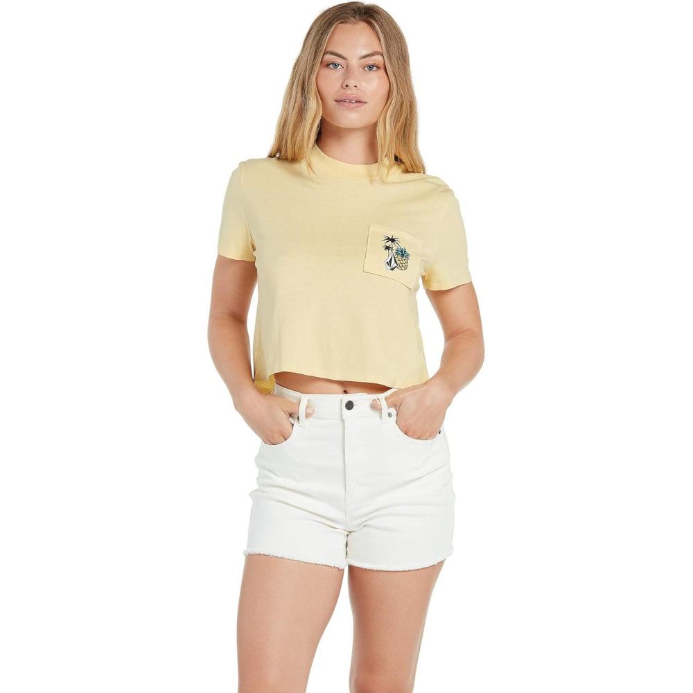 image:imageVolcom Womens Short Sleeve Pocket Dial Tee  Crew Neck TShirt with Chest Pocket and Screen PrintWheat