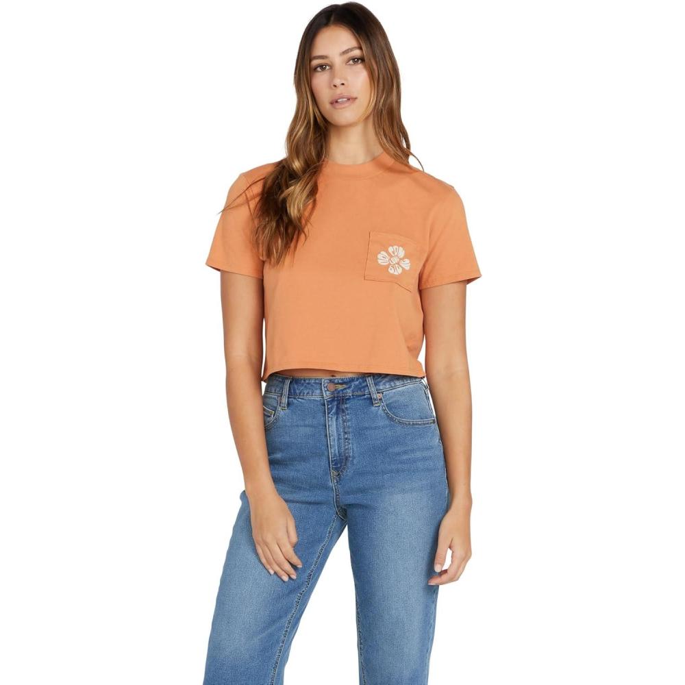 image:imageVolcom Womens Short Sleeve Pocket Dial Tee Crew Neck TShirt with Chest Pocket and Screen PrintWild Ginger