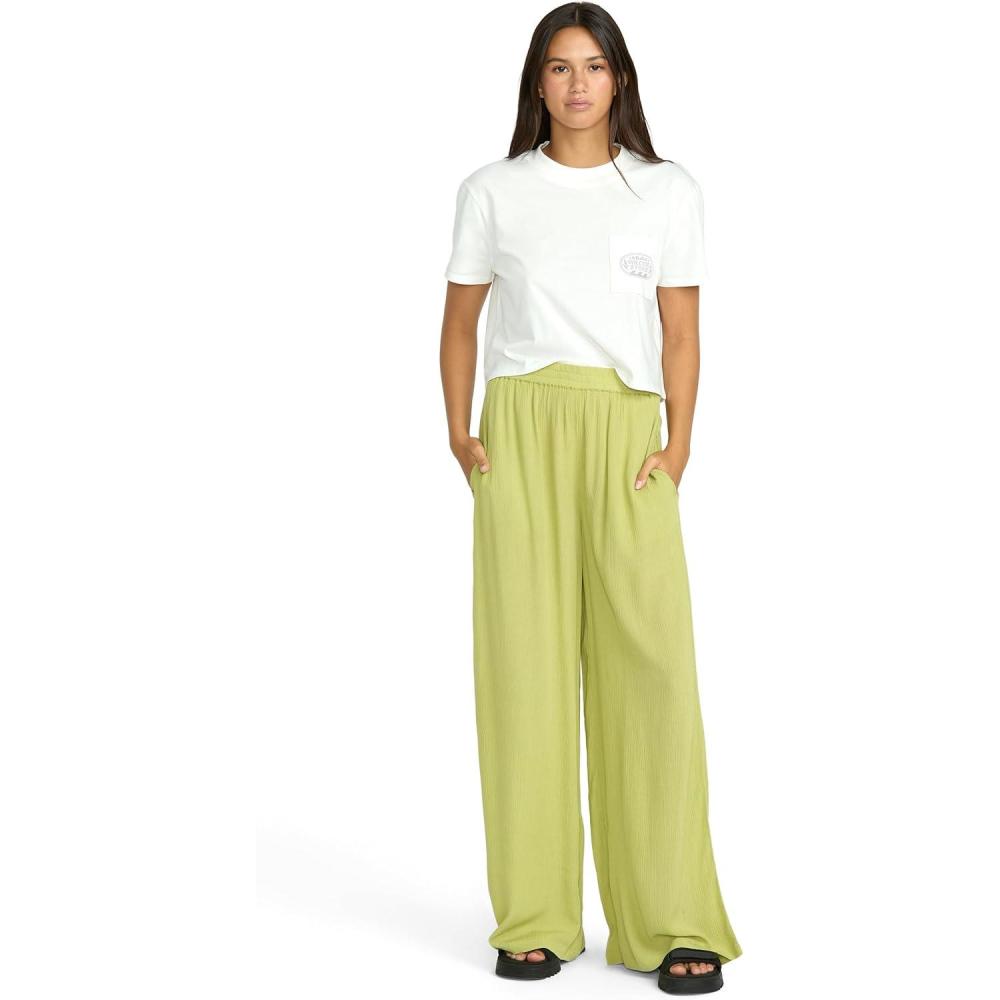 image:imageVolcom Womens Stoneshine Junki Wide Leg Beach PantPea Green