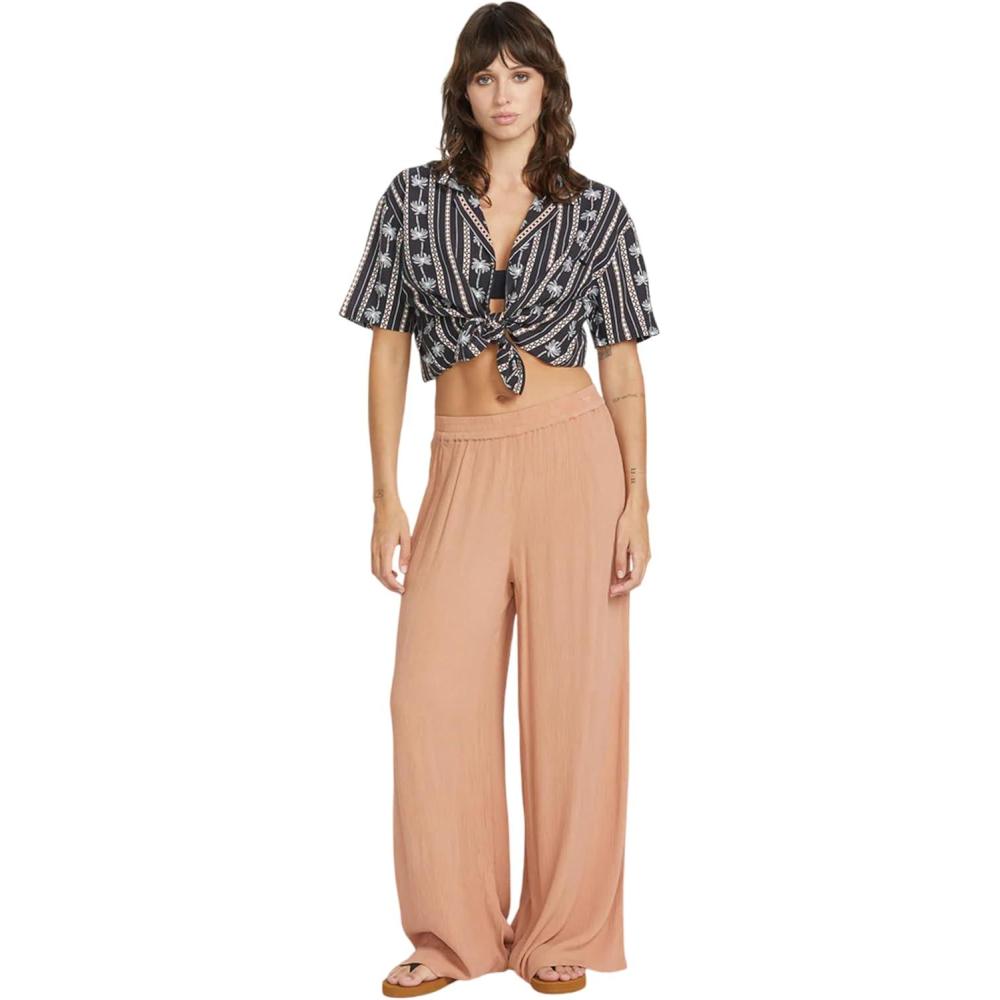image:imageVolcom Womens Stoneshine Junki Wide Leg Beach PantSand Brown
