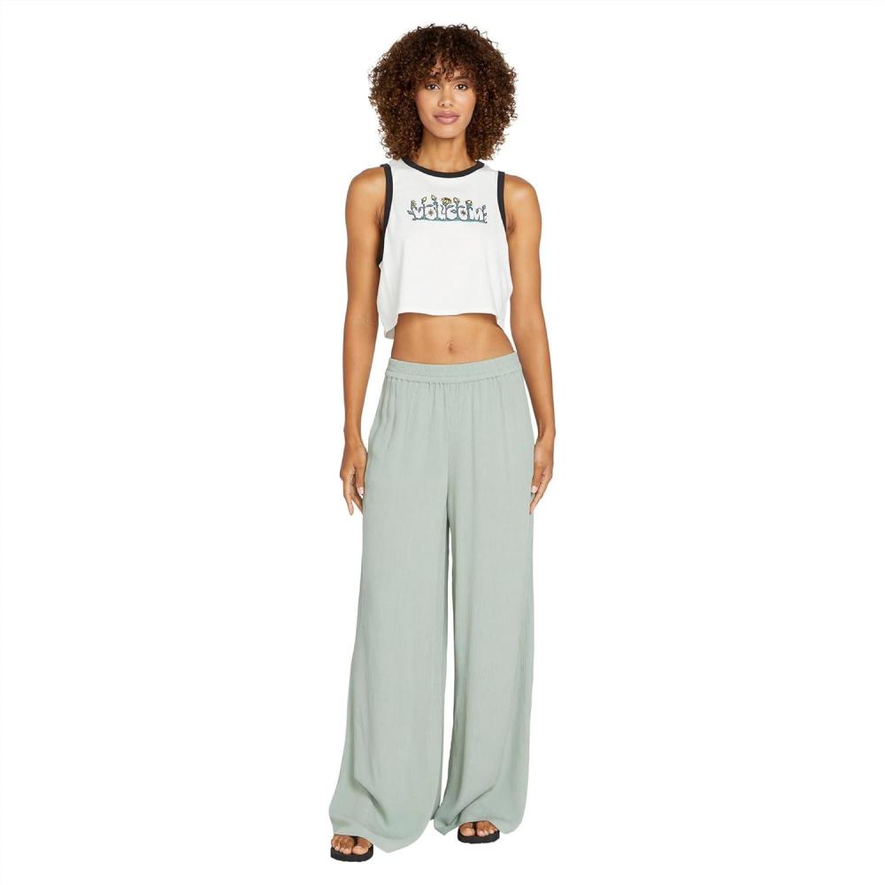 image:imageVolcom Womens Stoneshine Junki Wide Leg Beach PantSea Glass