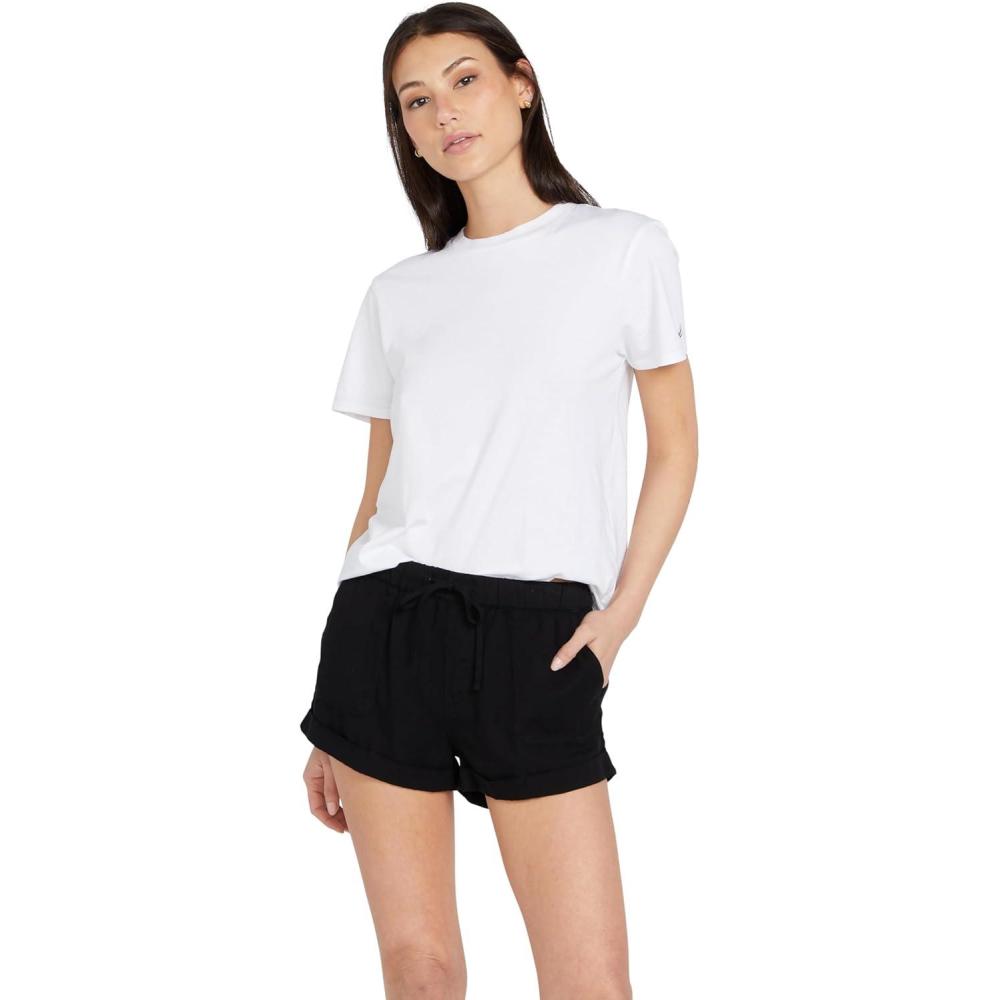 image:imageVolcom Womens Sunday Strut Elastic Waist ShortBlack Out 323