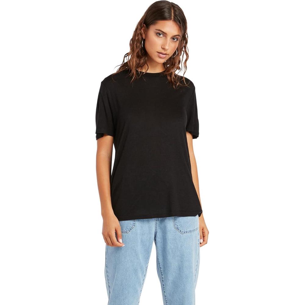 image:imageVolcom Womens Tern N Bern Short Sleeve Boyfriend TeeBlack 1