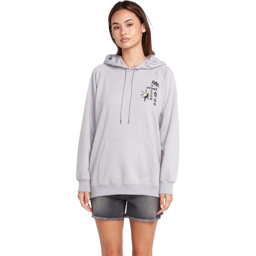 image:imageVolcom Womens Truly Stoked Ovesized Bf Hooded Fleece SweatshirtMoonbeam