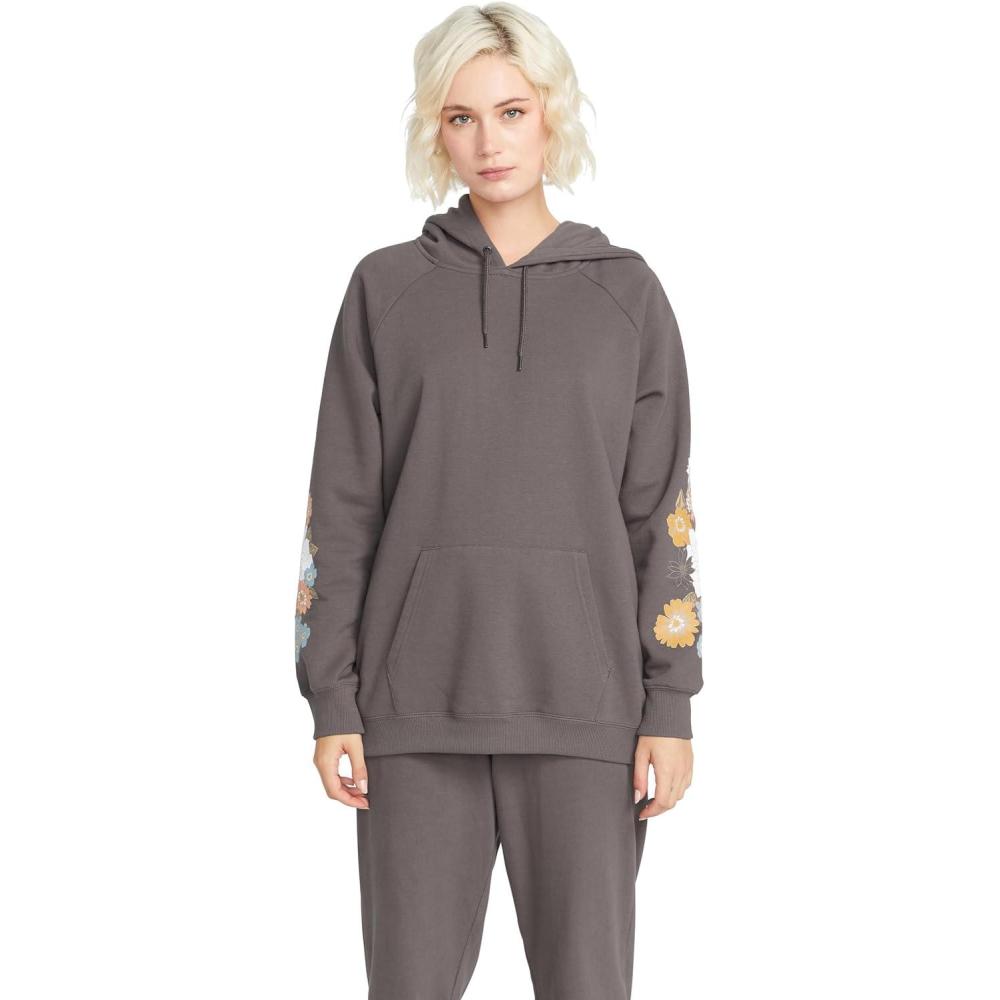 image:imageVolcom Womens Truly Stoked Ovesized Bf Hooded Fleece SweatshirtSlate Grey