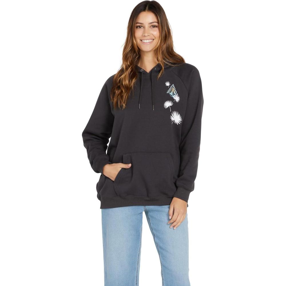 image:imageVolcom Womens Truly Stoked Ovesized Bf Hooded Fleece SweatshirtVintage Black