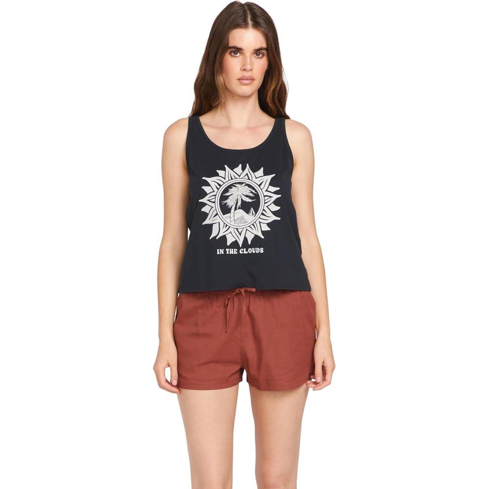 image:imageVolcom Womens to The Bank Organic Cotton Graphic Tank Top  Relaxed Boxy Fit Breezy Summer StyleBlack White