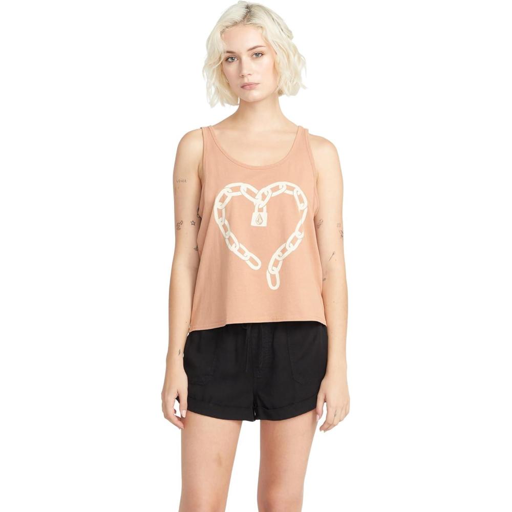 image:imageVolcom Womens to The Bank Organic Cotton Graphic Tank Top Relaxed Boxy Fit Breezy Summer StyleClay Bank
