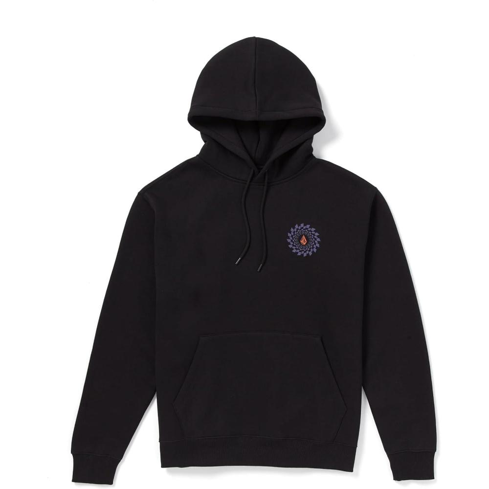 image:imageVolcom mens Pullover Logo Fleece Hooded Sweatshirt Soft Brushed Interior Classic Fit Kangaroo Pocket Ribbed Cuffs amp HemBlack Po