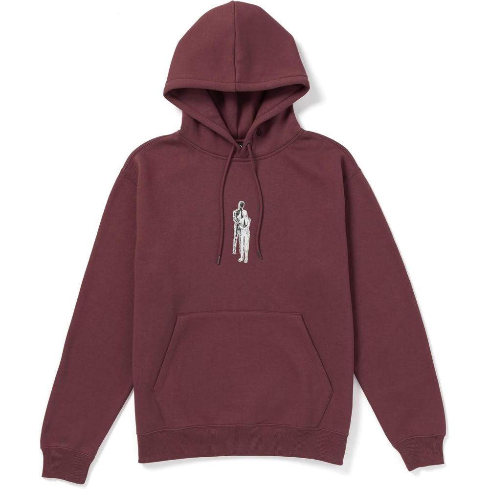 image:imageVolcom mens Pullover Logo Fleece Hooded Sweatshirt  Soft Brushed Interior Classic Fit Kangaroo Pocket Ribbed Cuffs amp HemMerlot