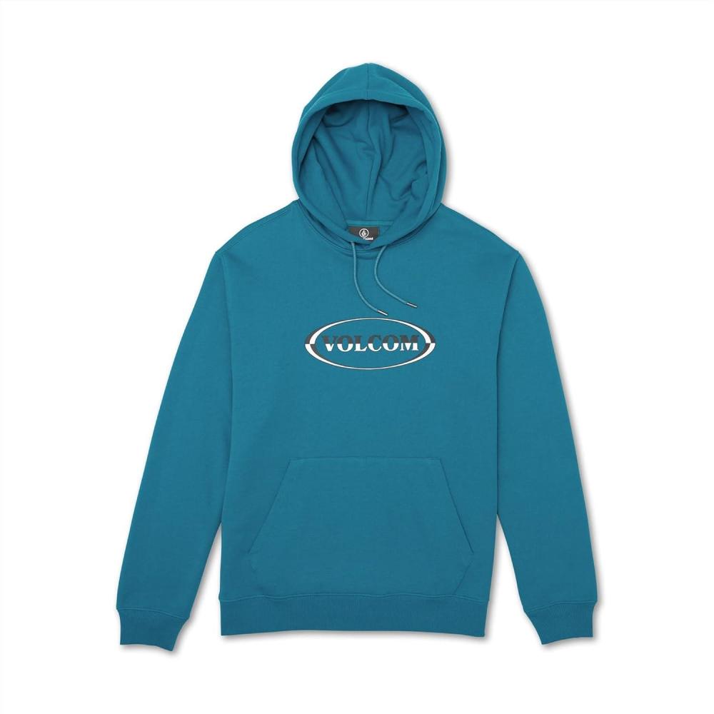 image:imageVolcom mens Pullover Logo Fleece Hooded Sweatshirt  Soft Brushed Interior Classic Fit Kangaroo Pocket Ribbed Cuffs amp HemOcean Teal